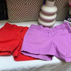 J. Crew Red and Purple Shorts Cotton Blend Casual